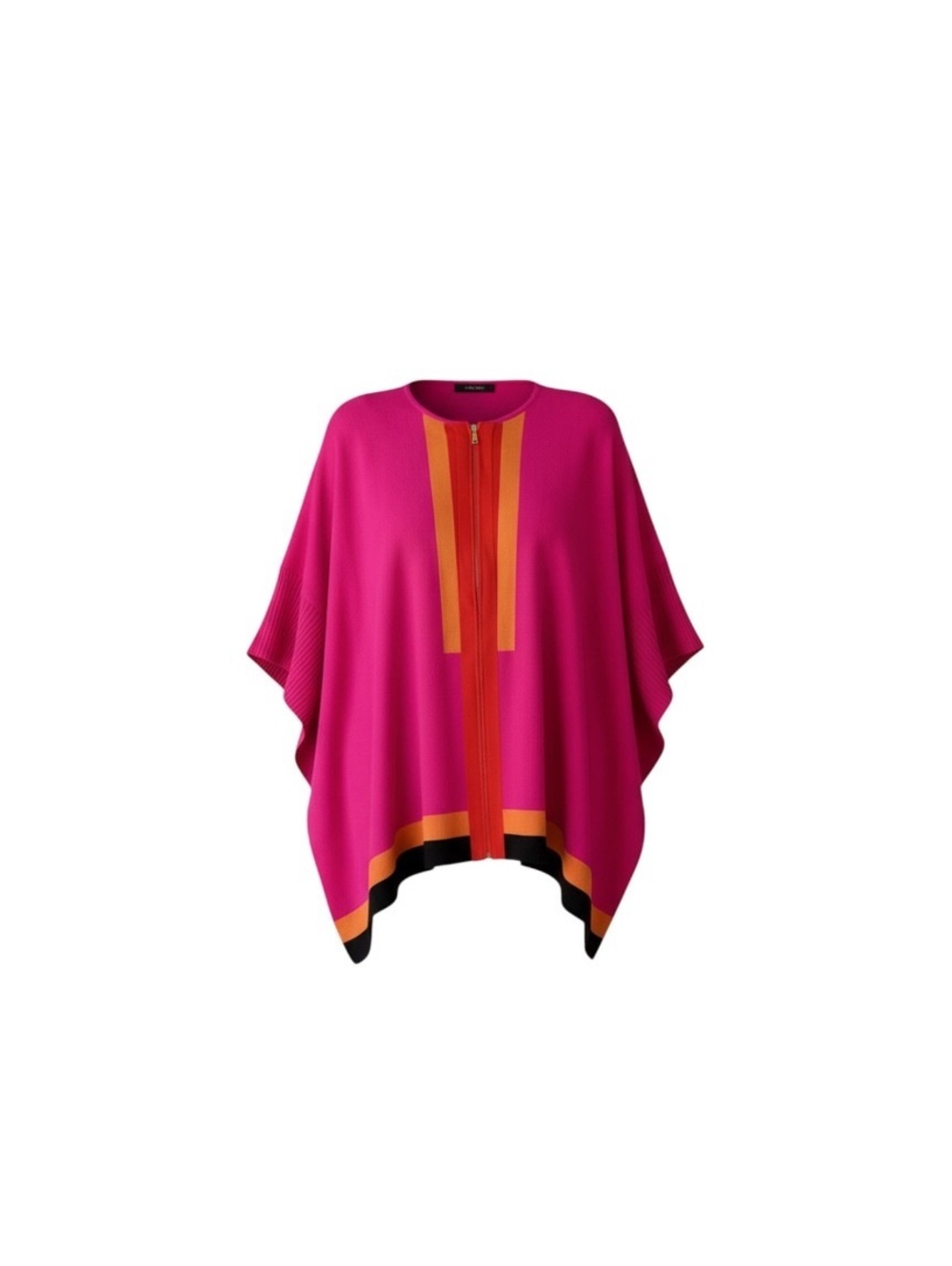 St. John Hot Pink Colorblock Zip Poncho